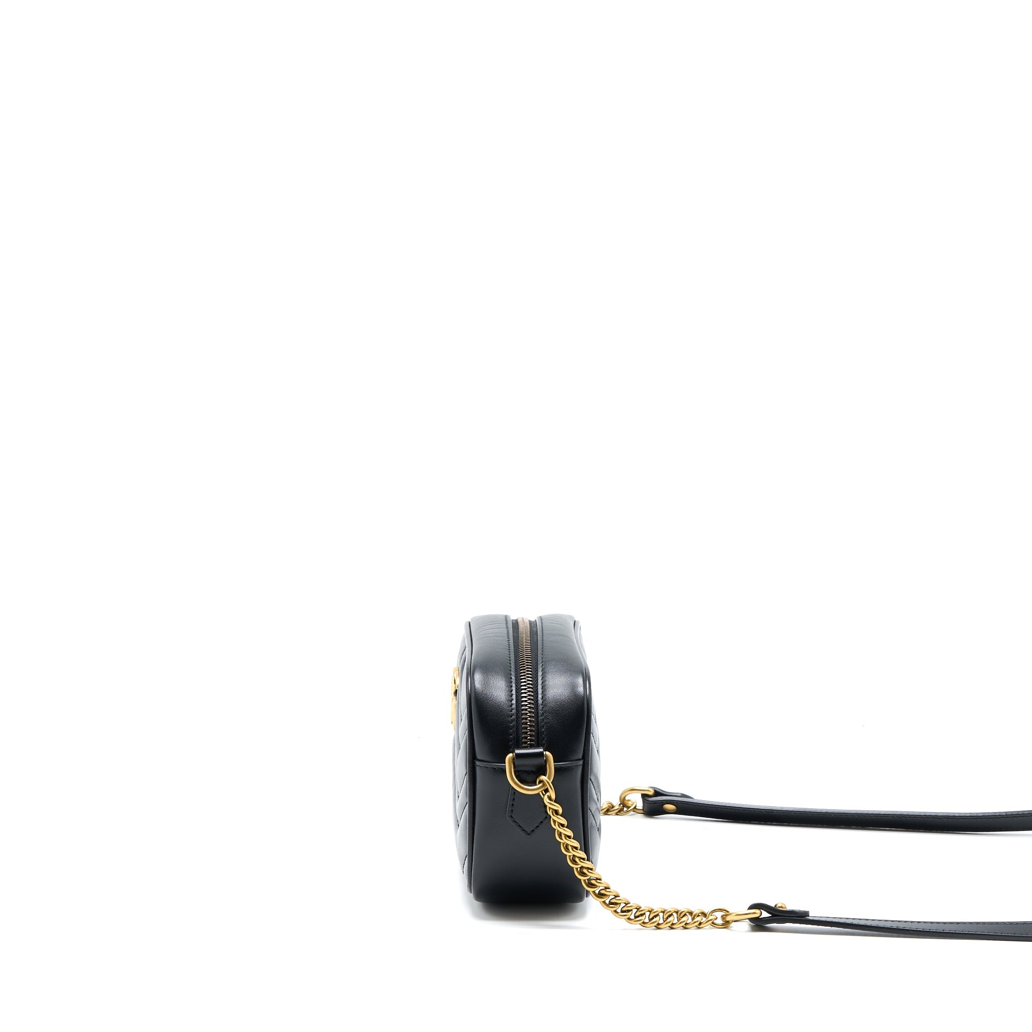 GUCCI GG MINI MARMONT MATELASSÉ BAG BLACK GHW