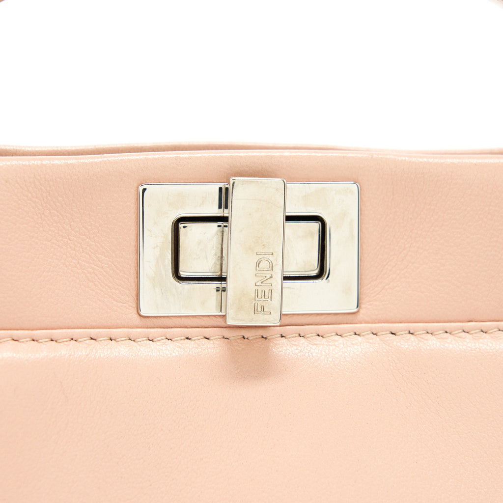 FENDI PEEKABOO MINI KAPPA HANDLE BAG LAMBSKIN IN BABY PINK WITH WHITE FLOWERS