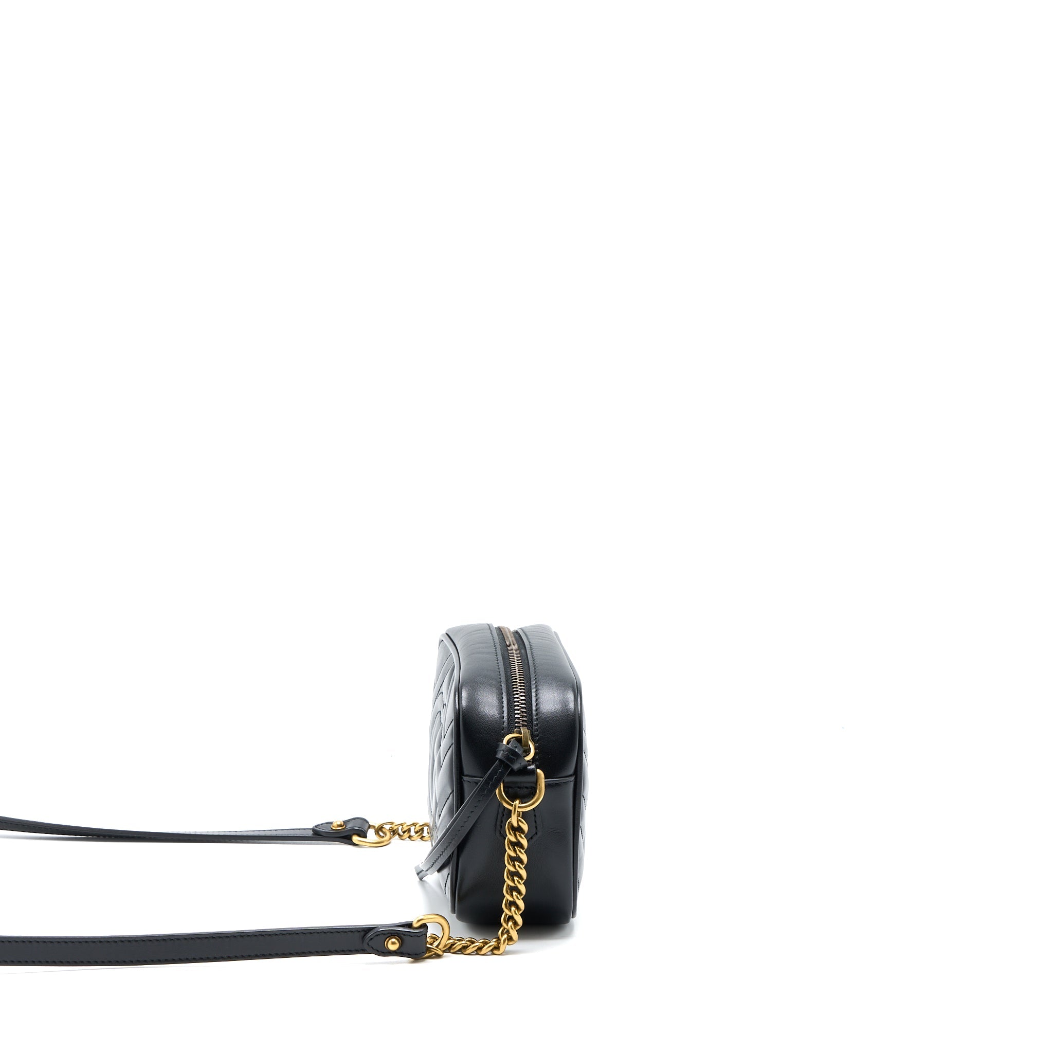 GUCCI GG MINI MARMONT MATELASSÉ BAG BLACK GHW