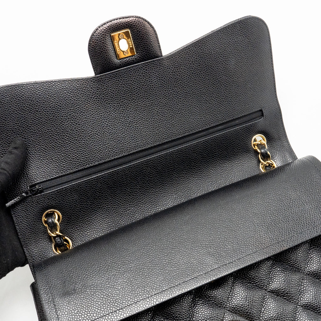 CHANEL JUMBO CLASSIC DOUBLE FLAP BAG CAVIAR BLACK GHW