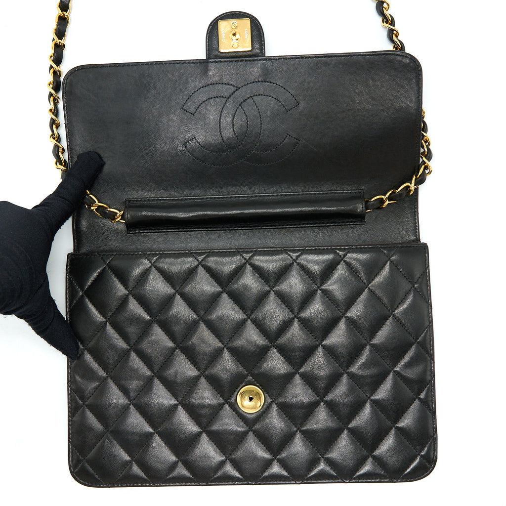 CHANEL VINTAGE FLAP BAG LAMBSKIN BLACK GHW