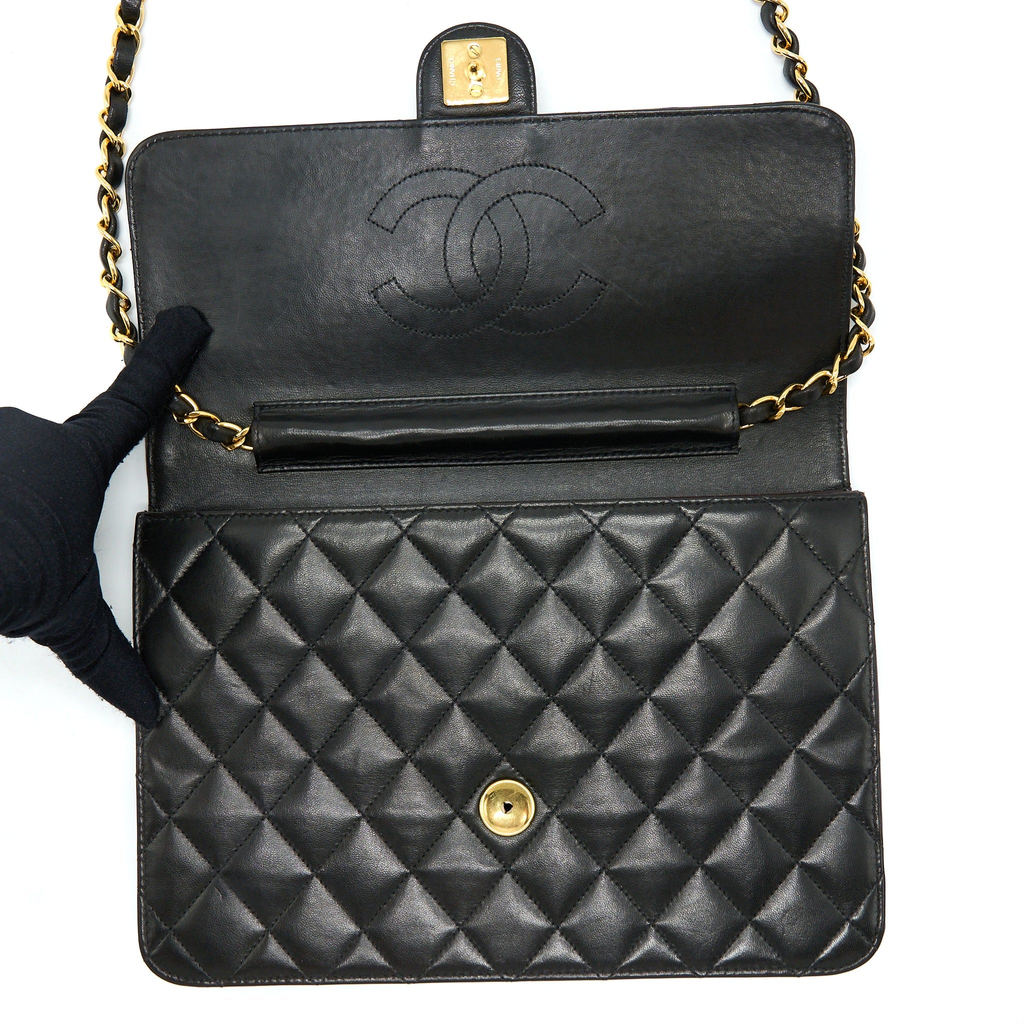 CHANEL VINTAGE FLAP BAG LAMBSKIN BLACK GHW