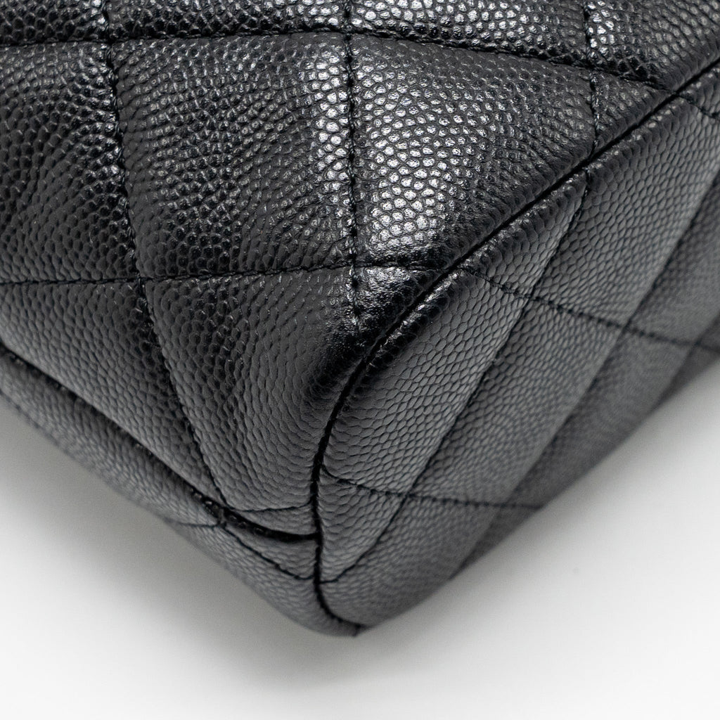 CHANEL 25C DETAIL LOGO QUILTED HOBO BAG CAVIAR BLACK GHW (MICROCHIP)