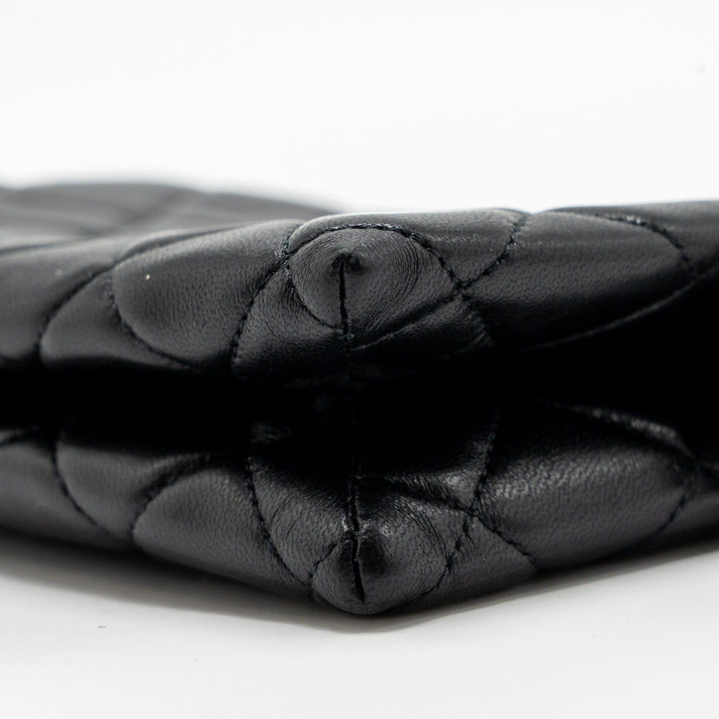 CHANEL CLUTCH WITH CRYSTAL/PEARL CHARMS LAMBSKIN BLACK LGHW