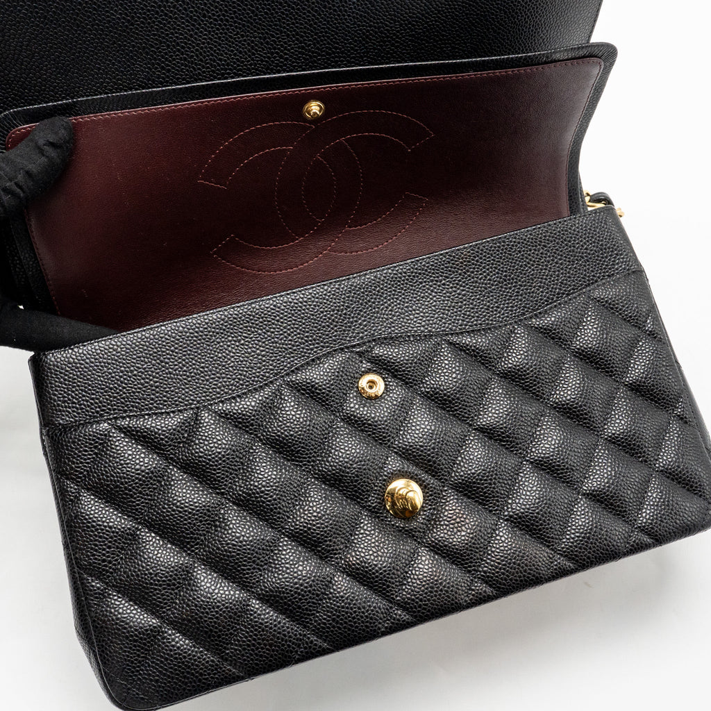 CHANEL JUMBO CLASSIC DOUBLE FLAP BAG CAVIAR BLACK GHW