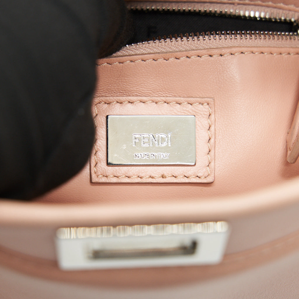 FENDI PEEKABOO MINI KAPPA HANDLE BAG LAMBSKIN IN BABY PINK WITH WHITE FLOWERS