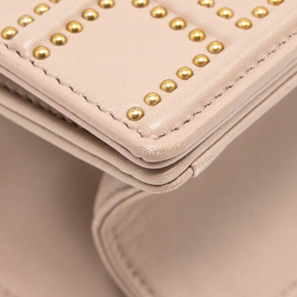 DIOR SMALL STUDDED DIORAMA DARK PINK GHW