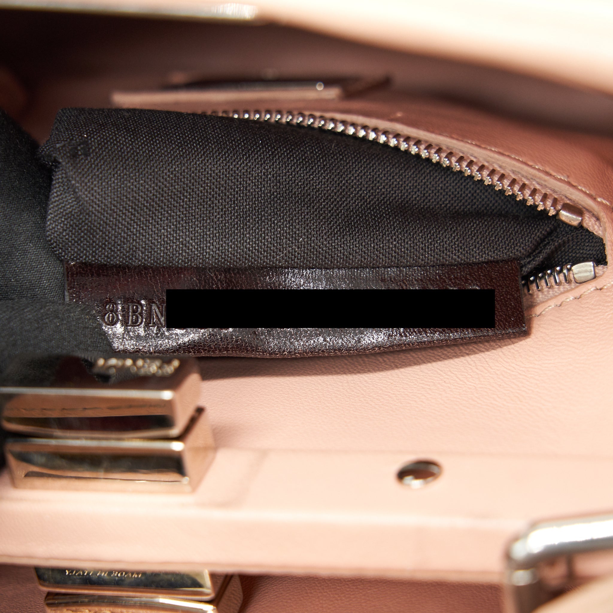 FENDI PEEKABOO MINI KAPPA HANDLE BAG LAMBSKIN IN BABY PINK WITH WHITE FLOWERS