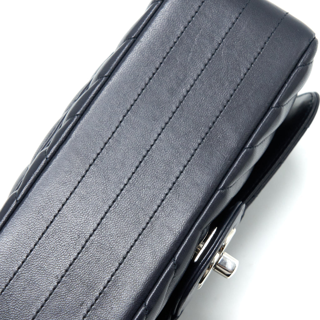 CHANEL MINI RECTANGULAR FLAP BAG CHEVRON LAMBSKIN NAVY SHW