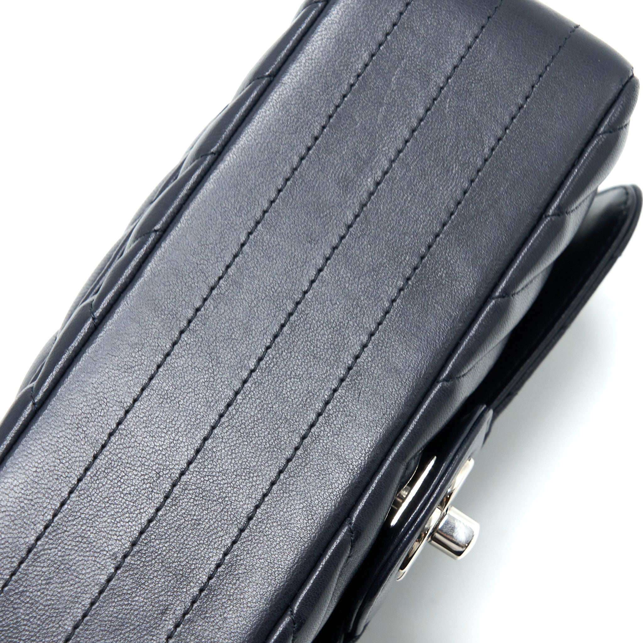 CHANEL MINI RECTANGULAR FLAP BAG CHEVRON LAMBSKIN NAVY SHW