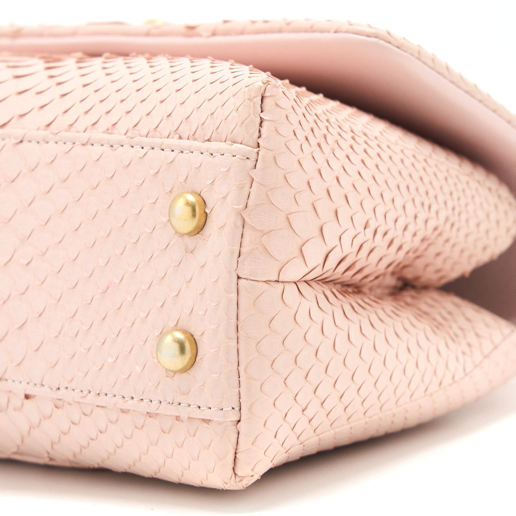 CHANEL SMALL COCO HANDLE PYTHON LEATHER LIGHT PINK BRUSHED GHW