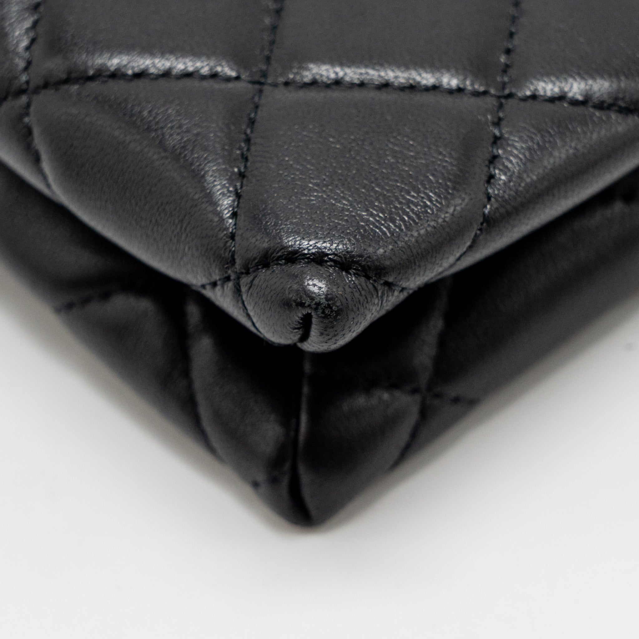 CHANEL CLUTCH WITH CRYSTAL/PEARL CHARMS LAMBSKIN BLACK LGHW