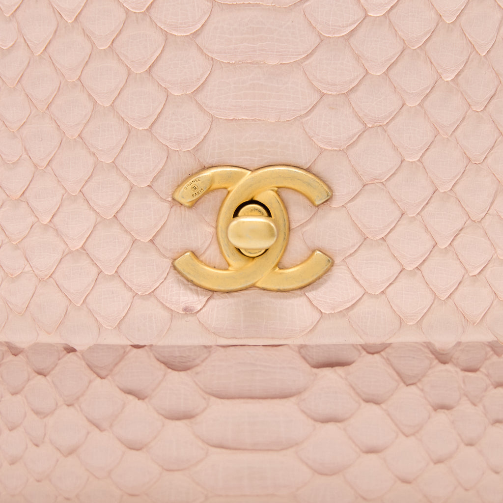 CHANEL SMALL COCO HANDLE PYTHON LEATHER LIGHT PINK BRUSHED GHW