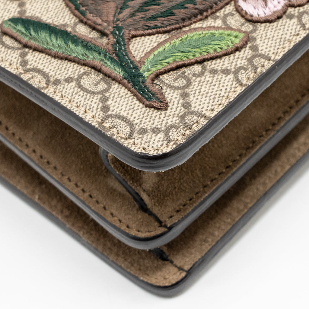 GUCCI MEDIUM EMBROIDERED DIONYSUS SHOULDER BAG GG SUPREME CANVAS/SUEDE LEATHER MULTICOLOUR SHW