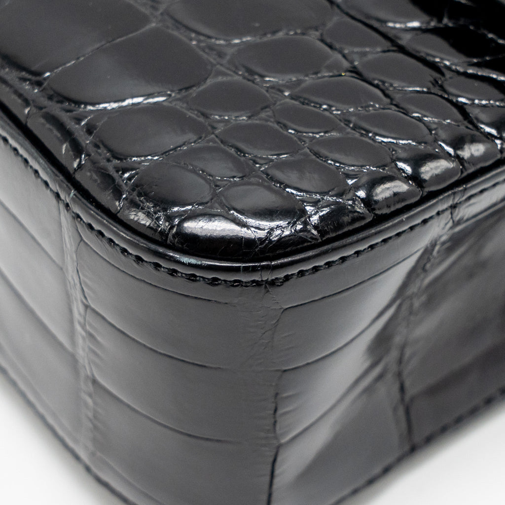 CHANEL MEDIUM CLASSIC DOUBLE FLAP BAG ALLIGATOR MISSISSIPPIENSIS BLACK GHW