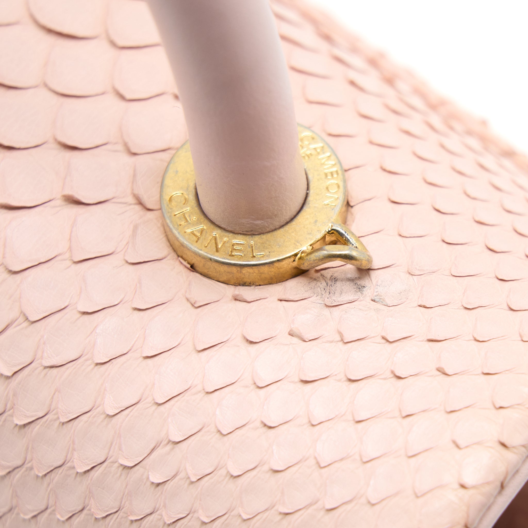 CHANEL SMALL COCO HANDLE PYTHON LEATHER LIGHT PINK BRUSHED GHW