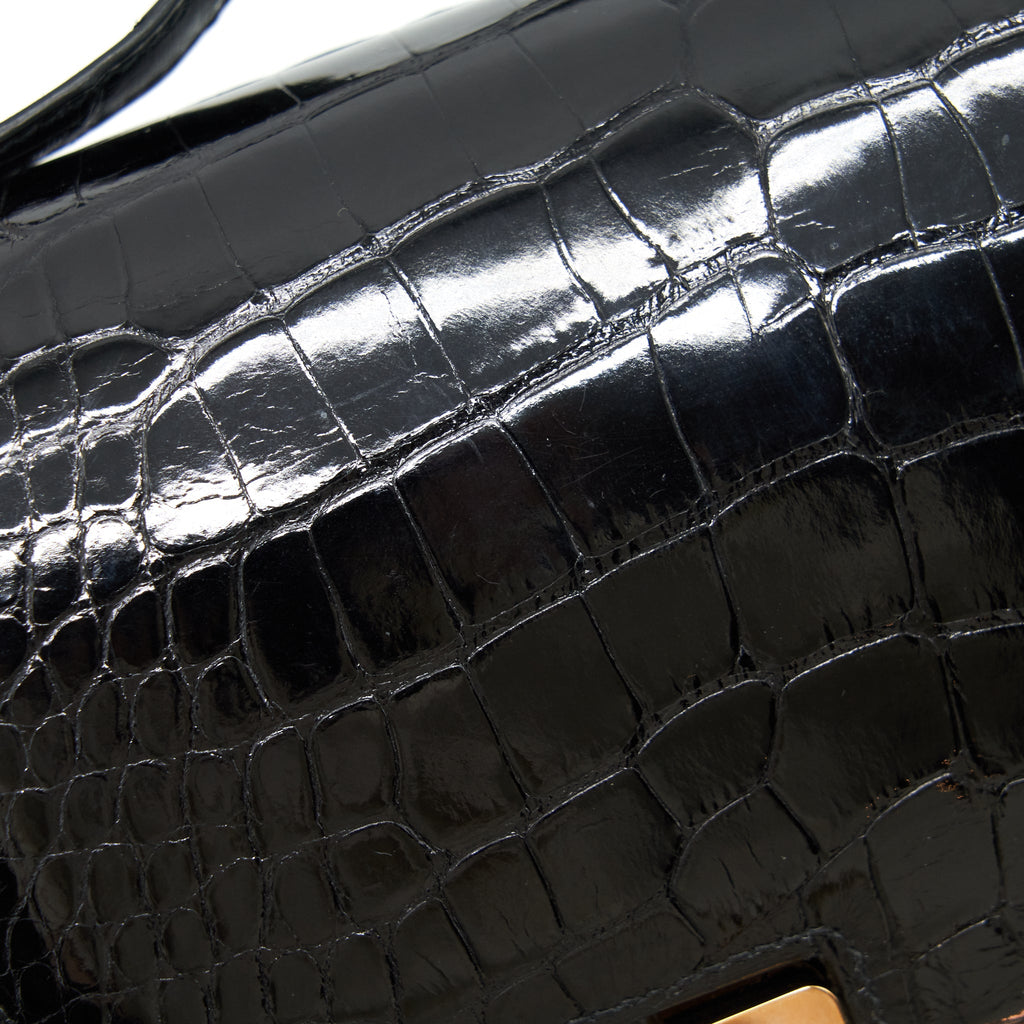 HERMES MINI CONSTANCE ALLIGATOR MISSISSIPPLENSIS BLACK RGHW