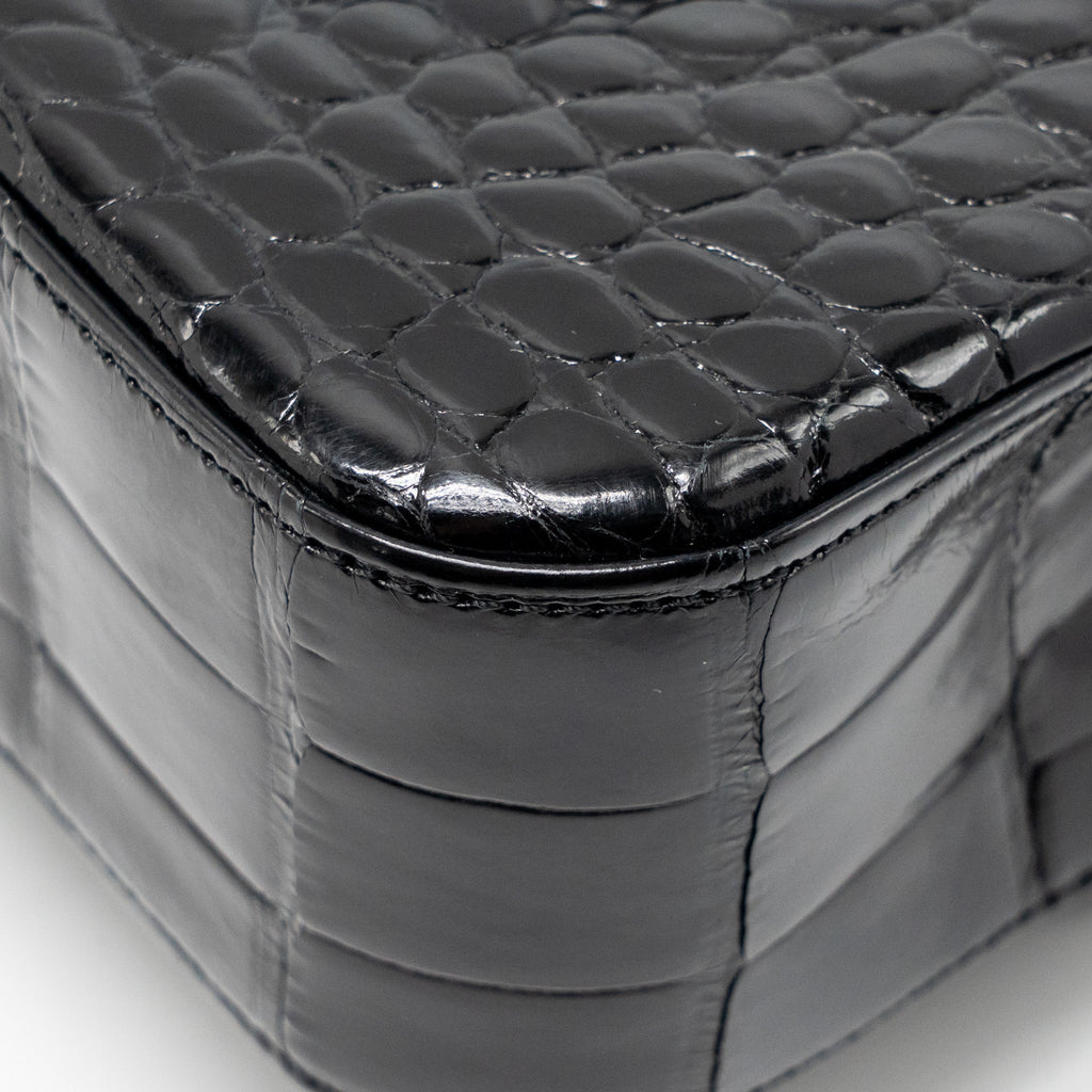 CHANEL MEDIUM CLASSIC DOUBLE FLAP BAG ALLIGATOR MISSISSIPPIENSIS BLACK GHW