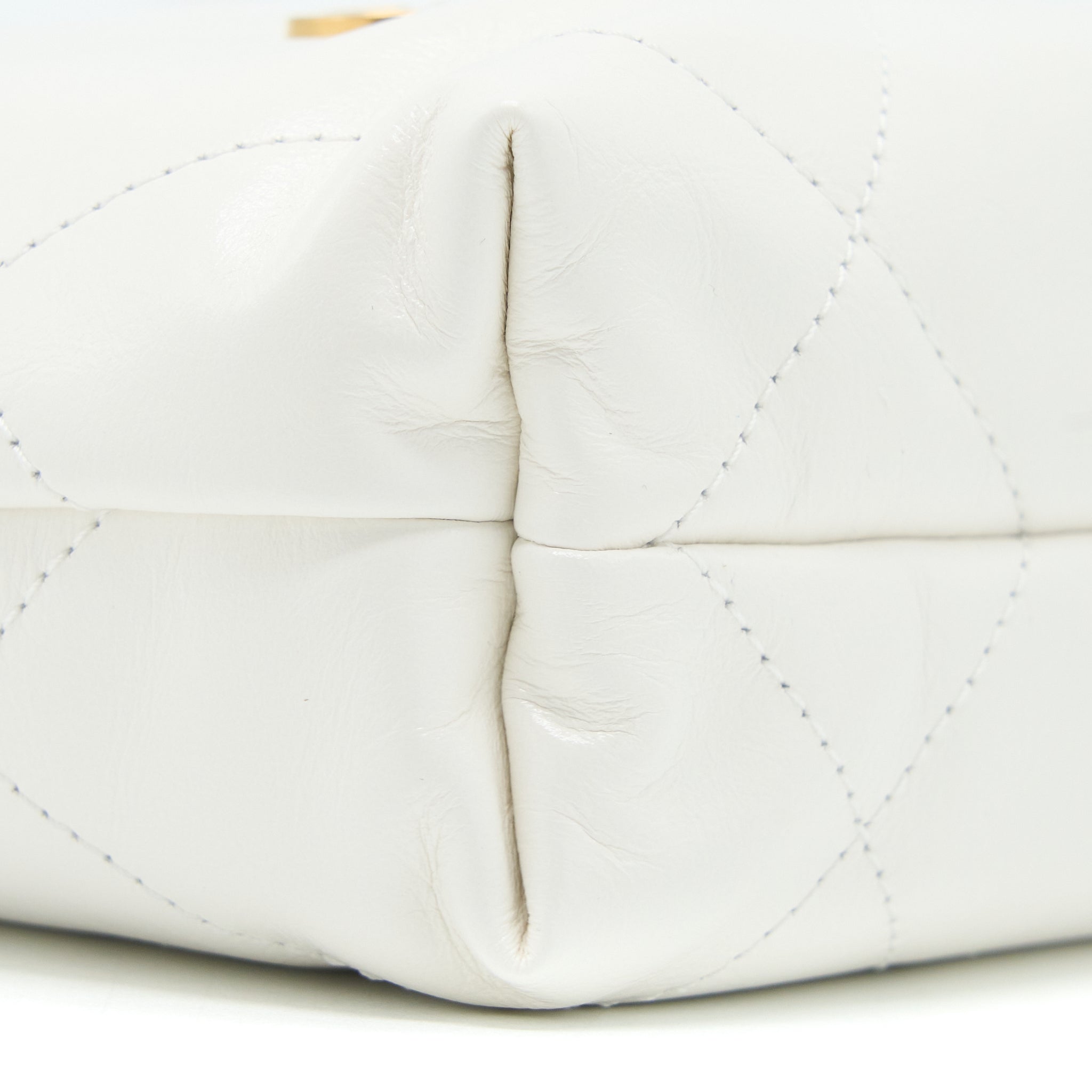 CHANEL 23S MINI 22 BAG SHINY CALFSKIN WHITE GHW (MICROCHIP)