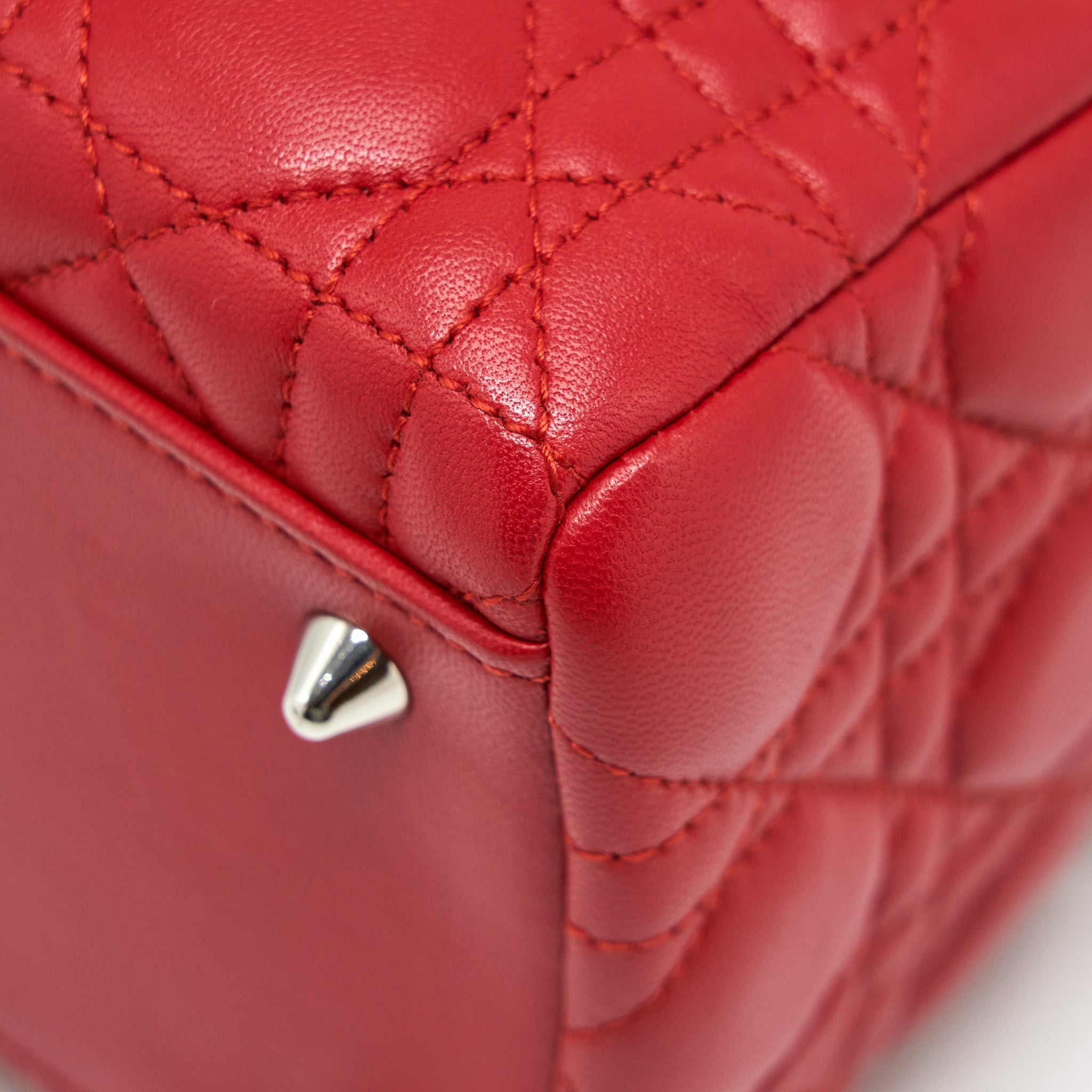 DIOR LADY DIOR BAG MEDIUM FUCHSIA LAMBSKIN RED SHW
