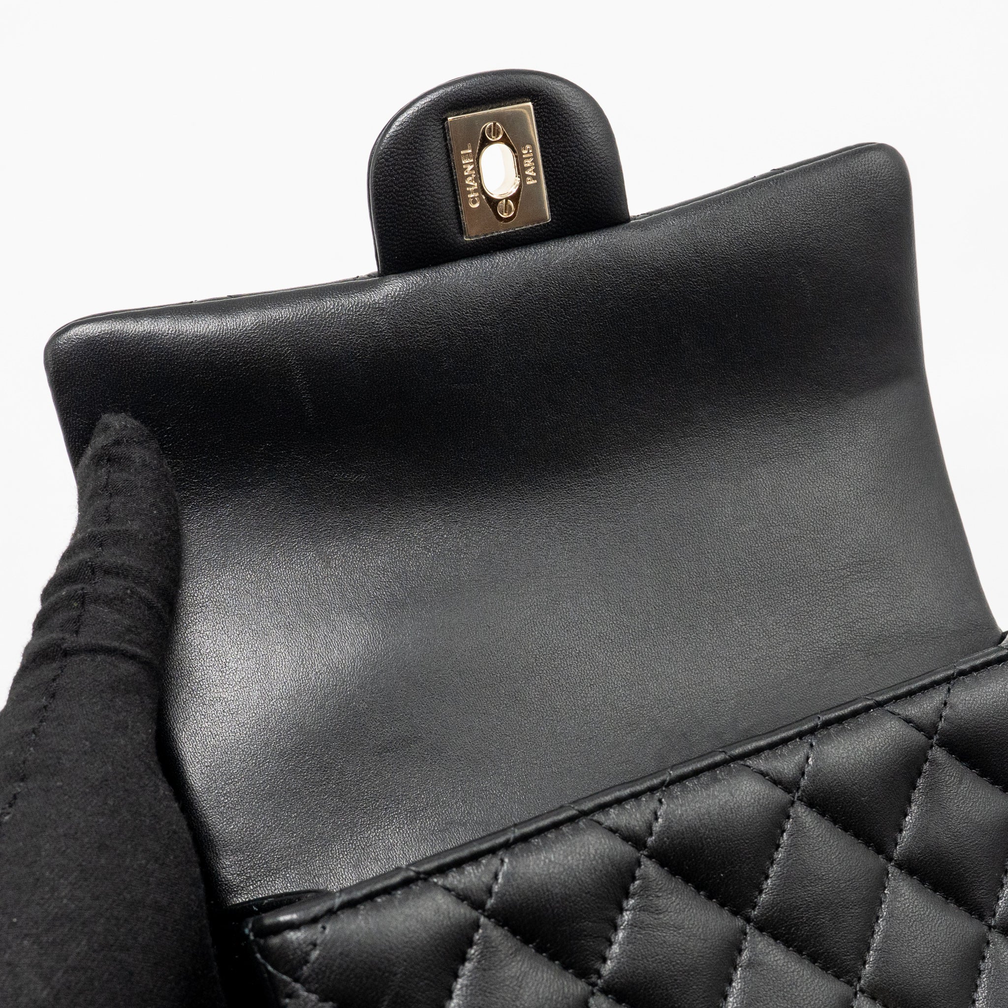 CHANEL TOP HANDLE MINI RECTANGULAR FLAP BAG LAMBSKIN BLACK LGHW (MICROCHIP)