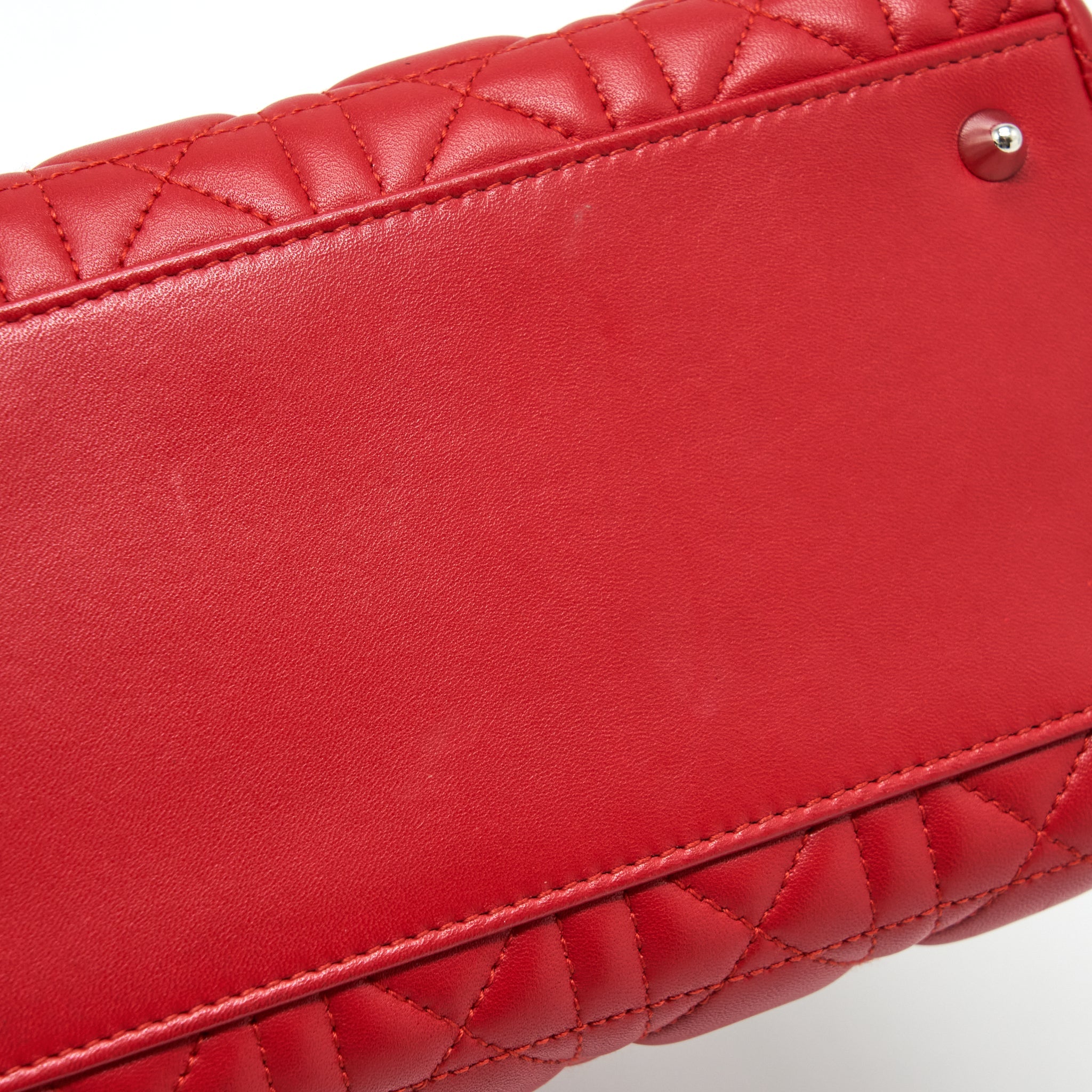 DIOR LADY DIOR BAG MEDIUM FUCHSIA LAMBSKIN RED SHW