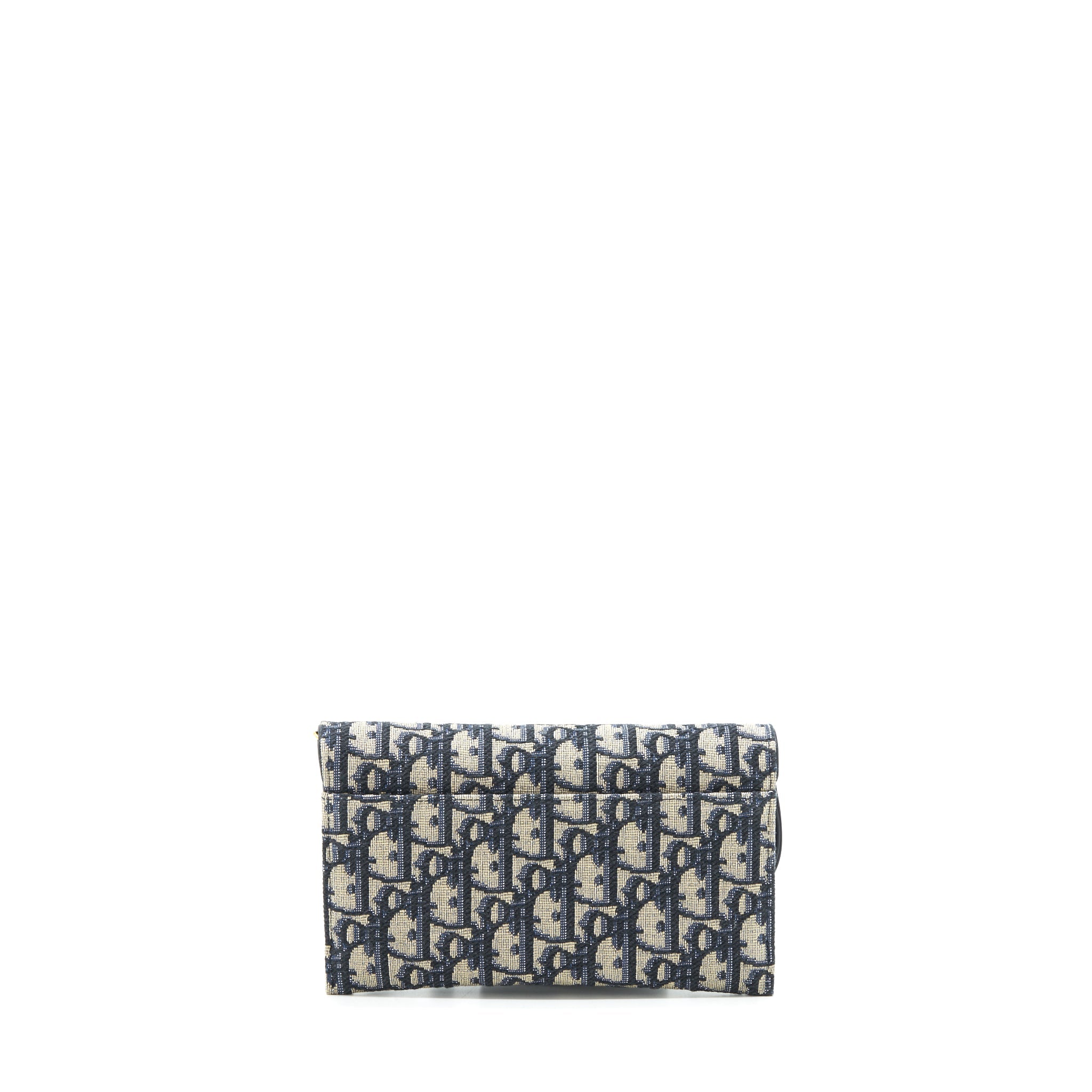 DIOR SADDLE WALLET ON CHAIN BLUE OBLIQUE JACQUARD