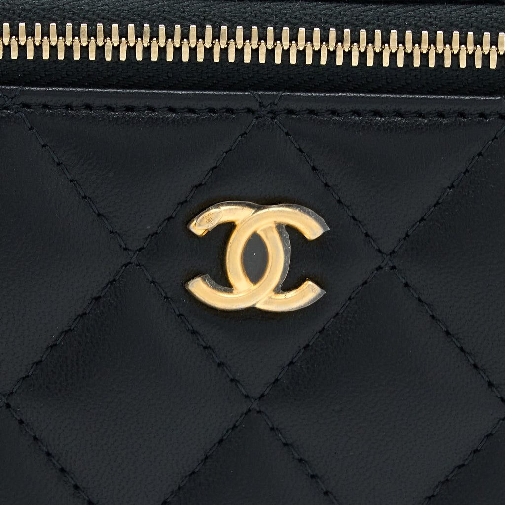 CHANEL PEARL CRUSH LONG VANITY LAMBSKIN BLACK GHW