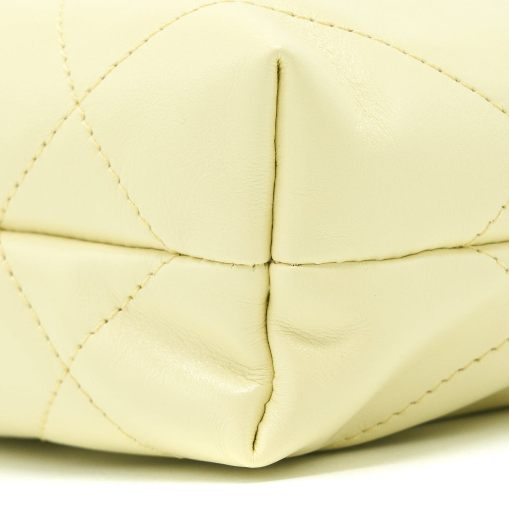 CHANEL 23S MINI 22 BAG SHINY CALFSKIN LIGHT YELLOW GHW (MICROCHIP)