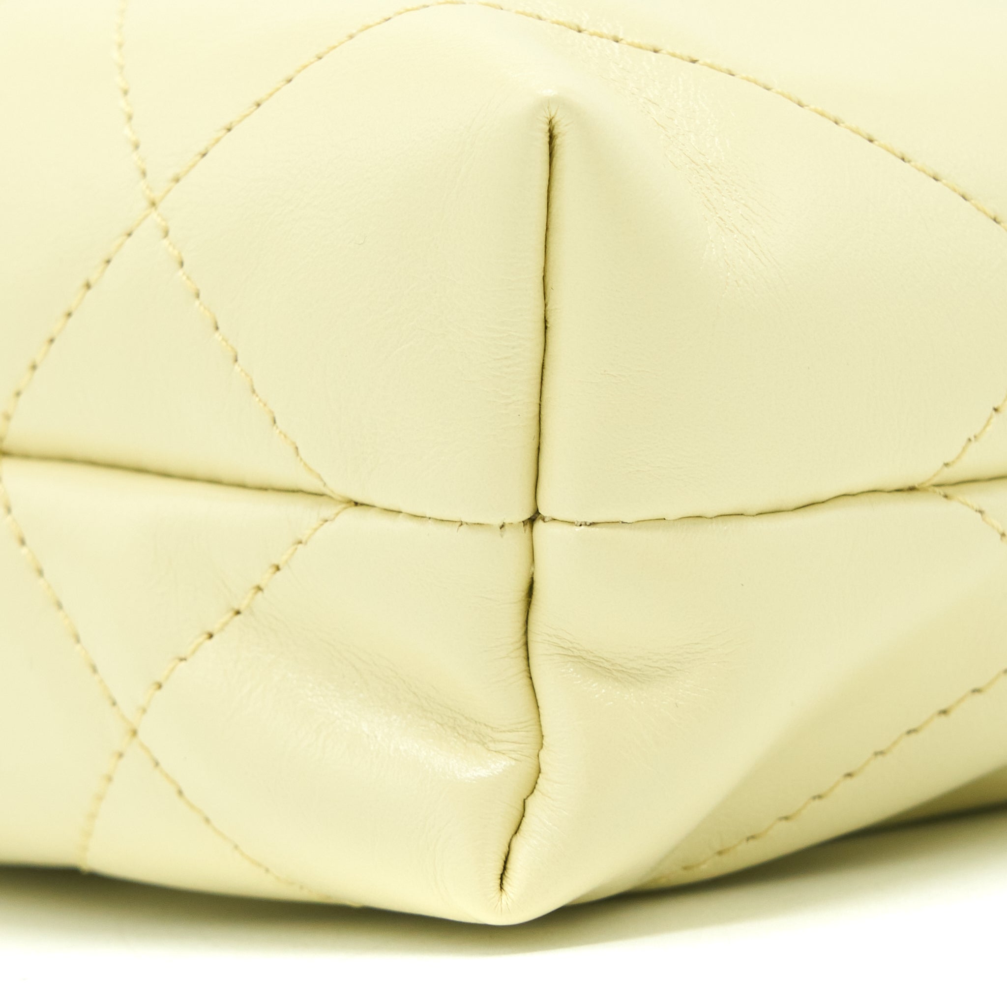 CHANEL 23S MINI 22 BAG SHINY CALFSKIN LIGHT YELLOW GHW (MICROCHIP)