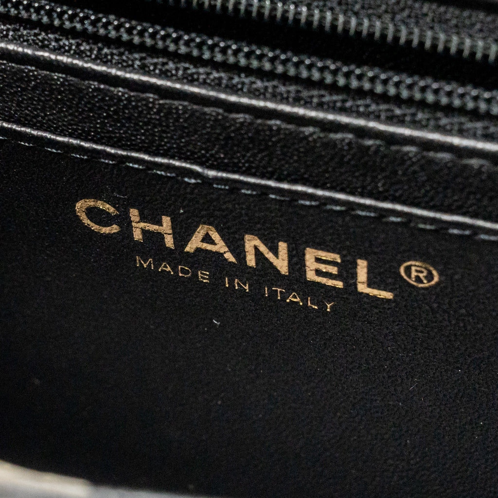 CHANEL TOP HANDLE MINI RECTANGULAR FLAP BAG LAMBSKIN BLACK LGHW (MICROCHIP)