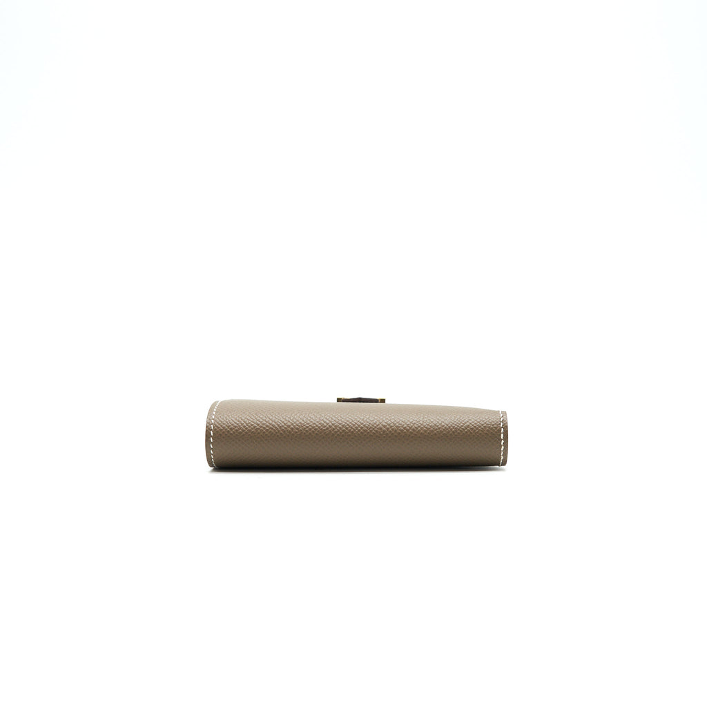 HERMES BEARN COMPACT WALLET ETOUPE WITH GHW EPSOM LEATHER