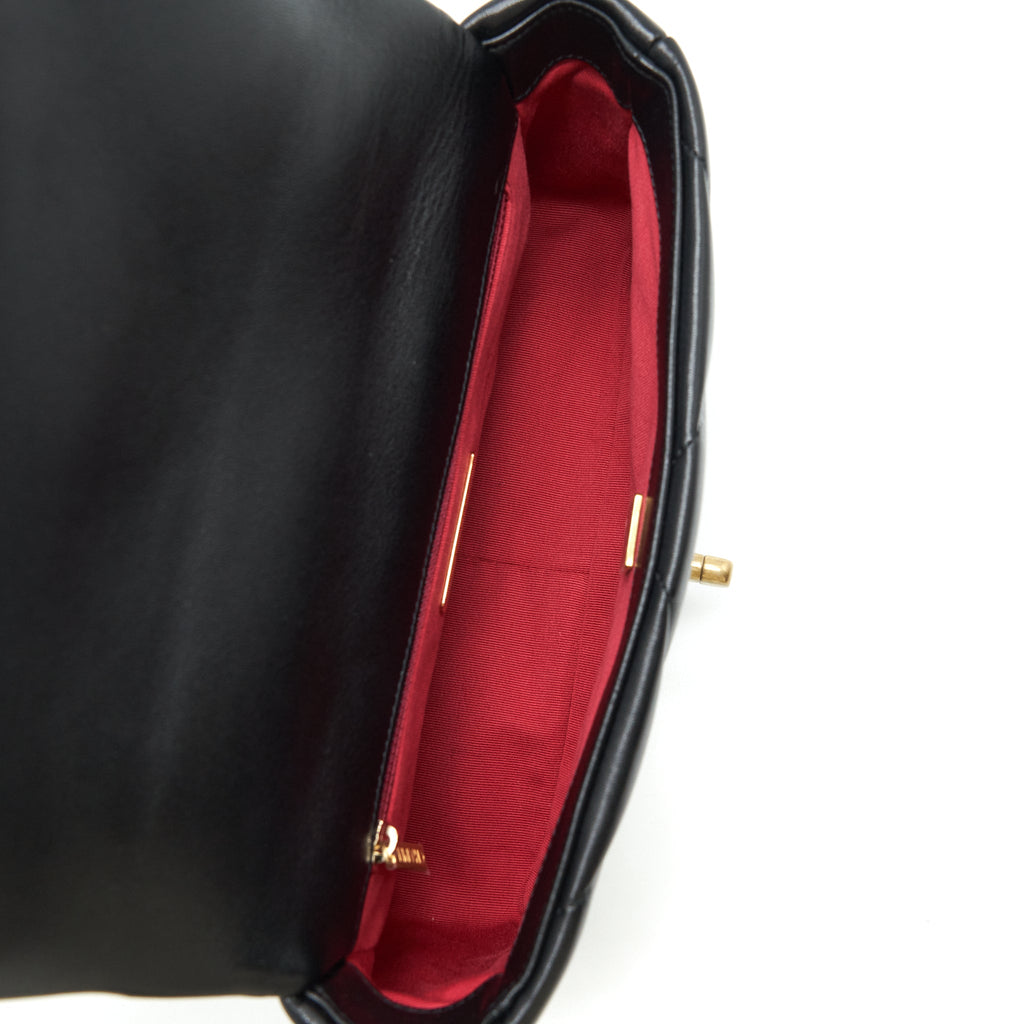 CHANEL SMALL 19 BAG LAMBSKIN BLACK WITH MULTICOLOUR HARDWARE (MICROCHIP)