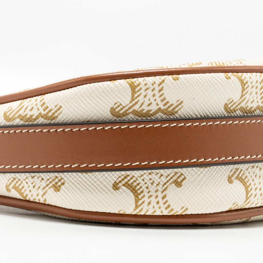 CELINE MINI AVA BAG TRIOMPHE CANVAS/CALFSKIN WHITE/BROWN GHW