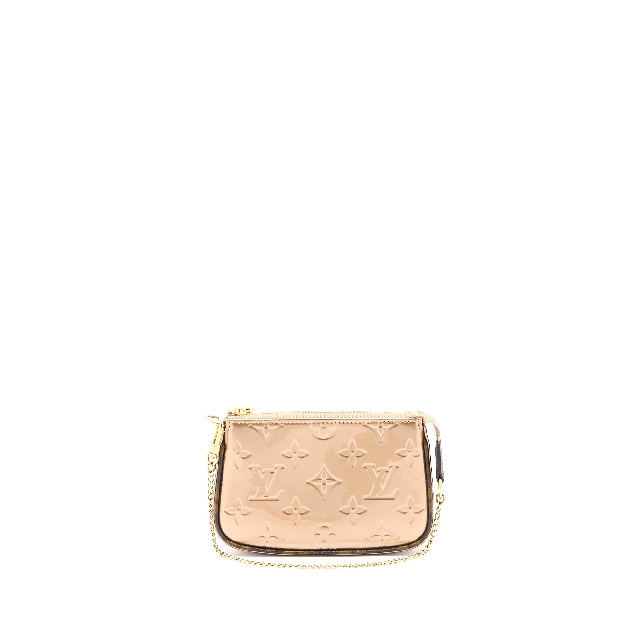 LOUIS VUITTON MINI POCHETTE ACCESSORIES PATENT BRONZE GHW (NEW VERSION)