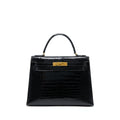 HERMES VINTAGE KELLY 28 ALLIGATOR BLACK GHW