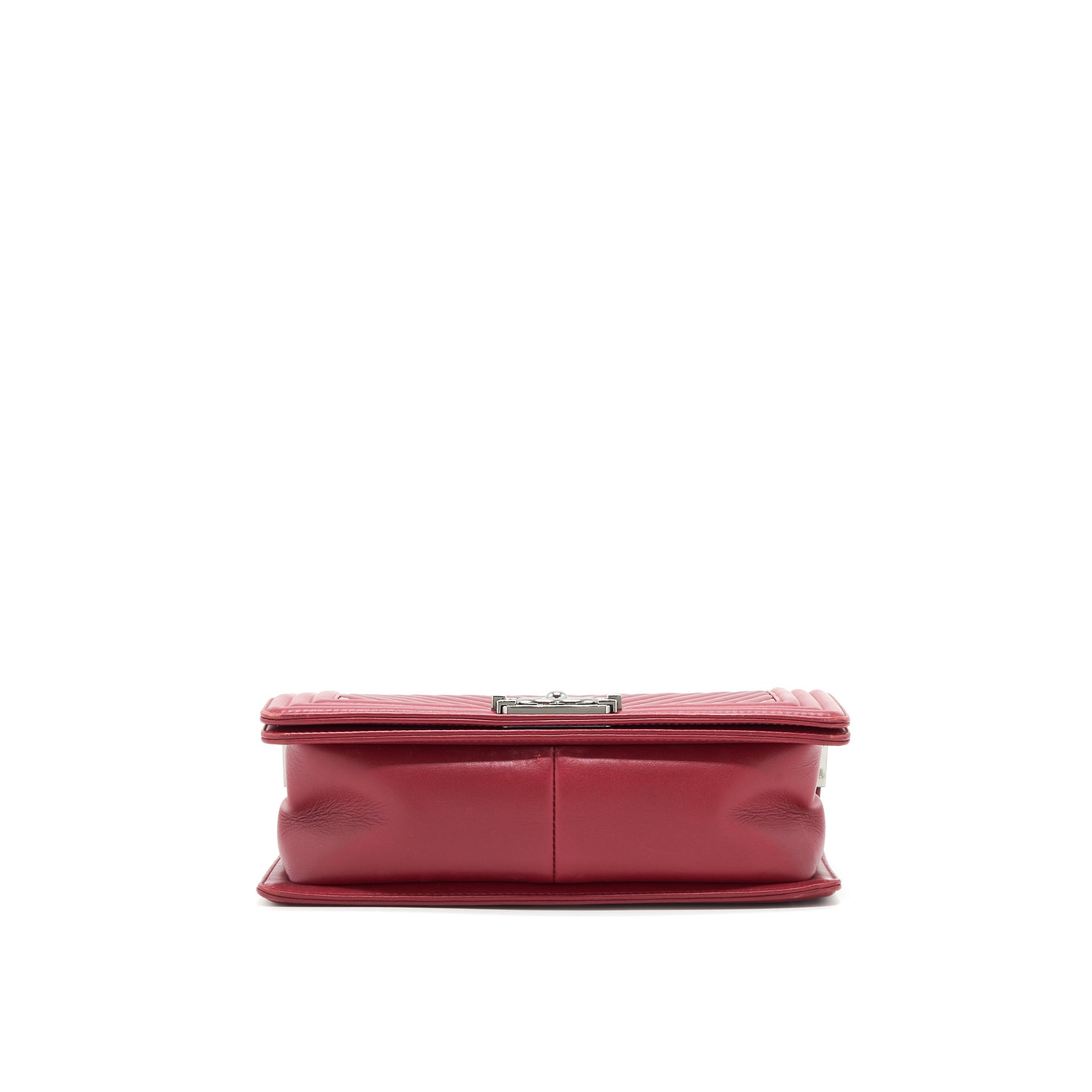 CHANEL MEDIUM CHEVRON BOY CHANEL BAG LIMITED EDITION DARK RED SHW