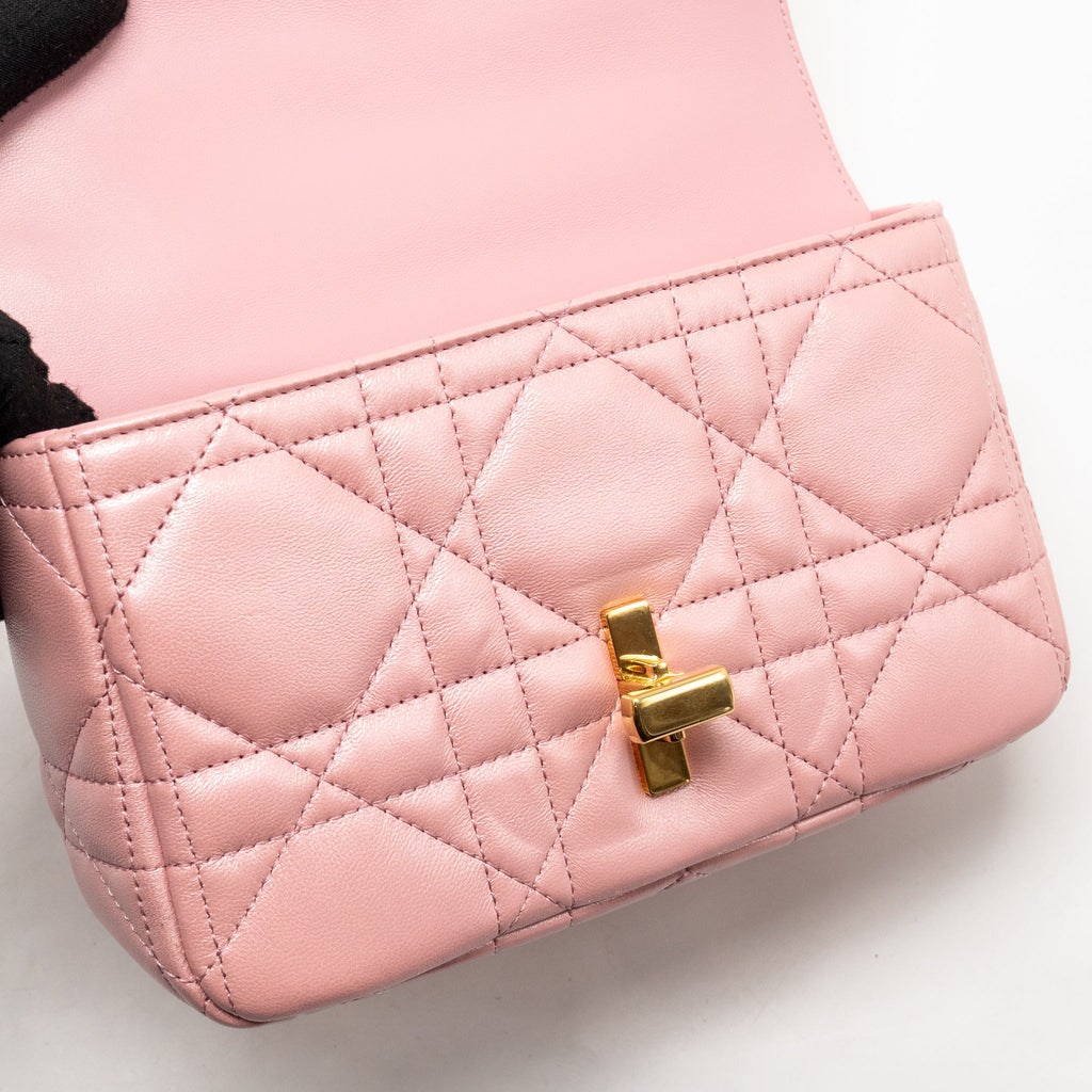 DIOR SMALL SOFT CARO BAG LAMBSKIN MELOCOTON GHW