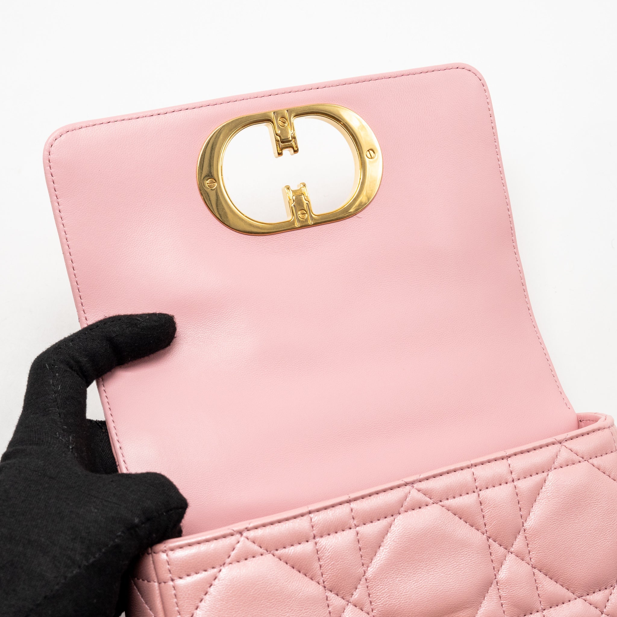 DIOR SMALL SOFT CARO BAG LAMBSKIN MELOCOTON GHW