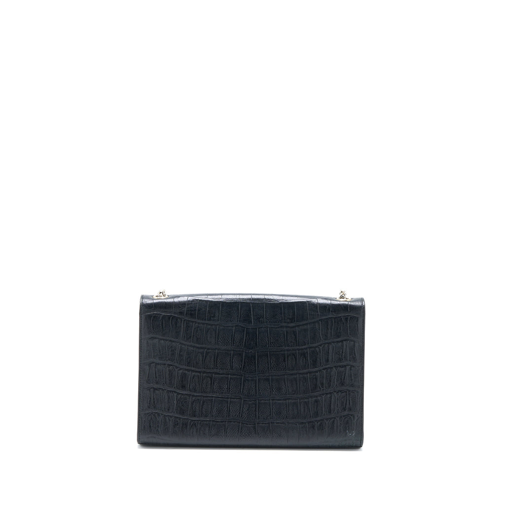 SAINT LAURENT KATE BAG CROC EMBOSSED LEATHER GREY SHW