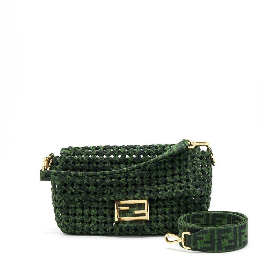 FENDI BAGUETTE LIMITED EDITION TWEED GREEN GHW