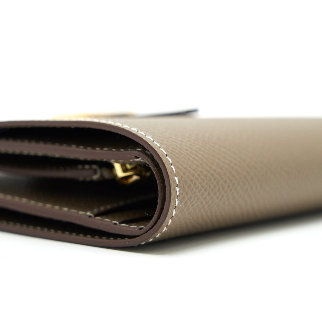 HERMES BEARN COMPACT WALLET ETOUPE WITH GHW EPSOM LEATHER