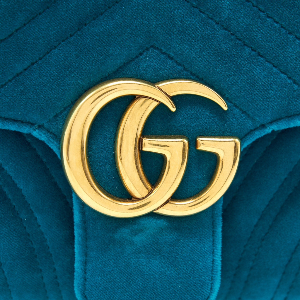 GUCCI MINI MARMONT FLAP BAG VELVET GREEN