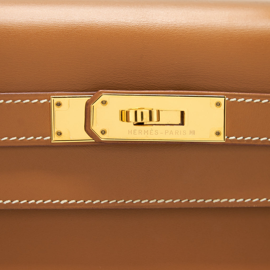HERMES VINTAGE KELLY 32 BOX LEATHER NATURAL SABLE GHW