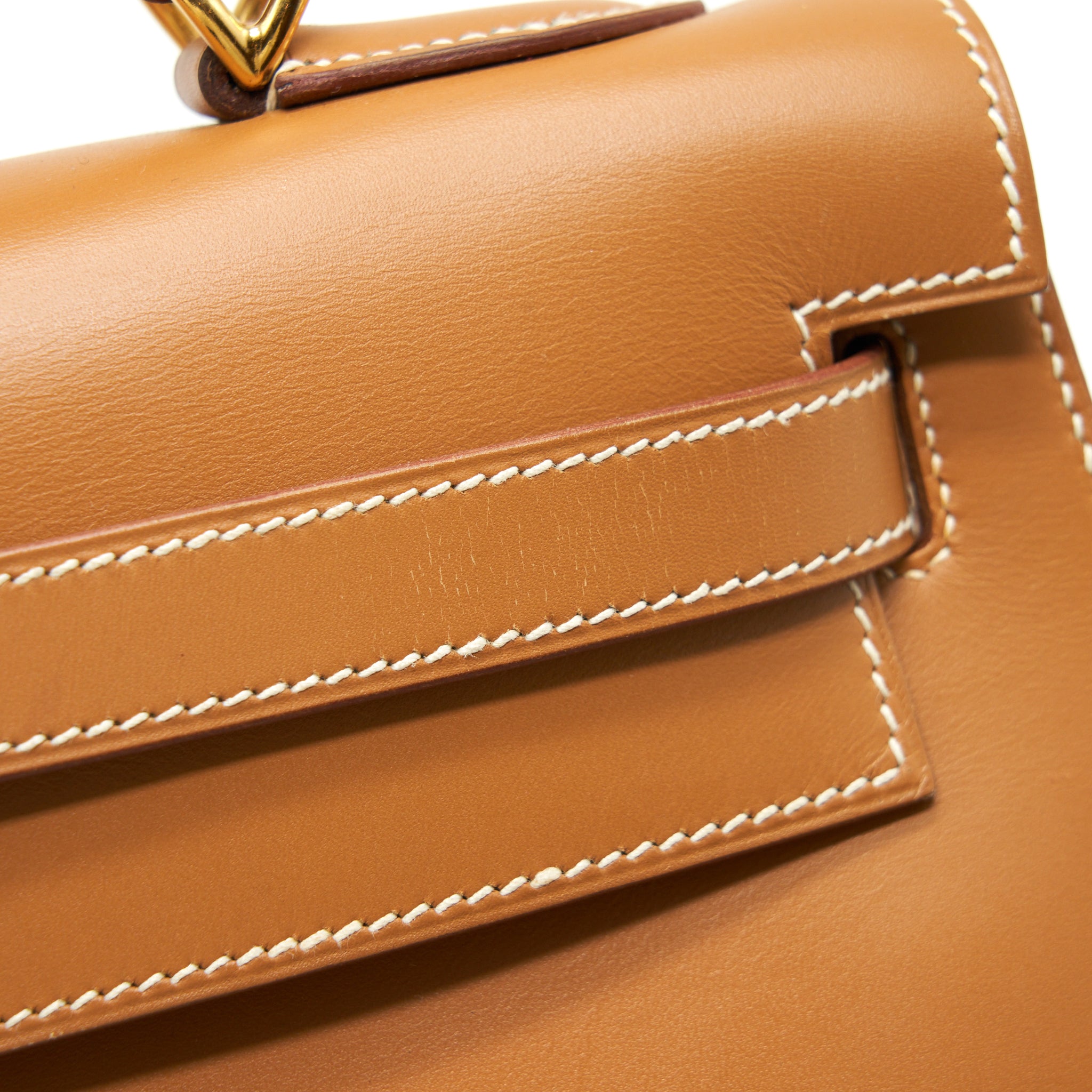 HERMES VINTAGE KELLY 32 BOX LEATHER NATURAL SABLE GHW