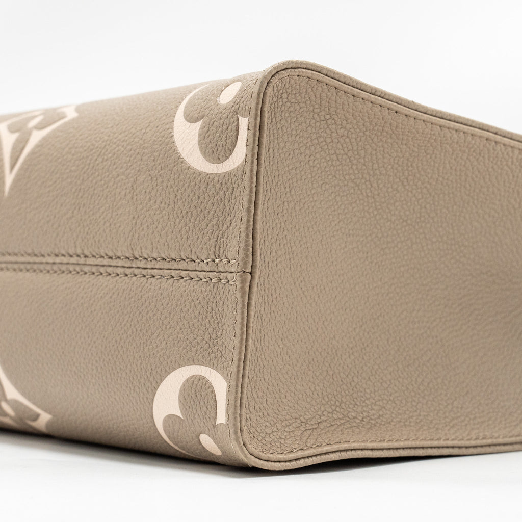 LOUIS VUITTON ONTHEGO PM BICOLOUR MONOGRAM EMPREINTE LEATHER TOURTERELLE/CREME GHW