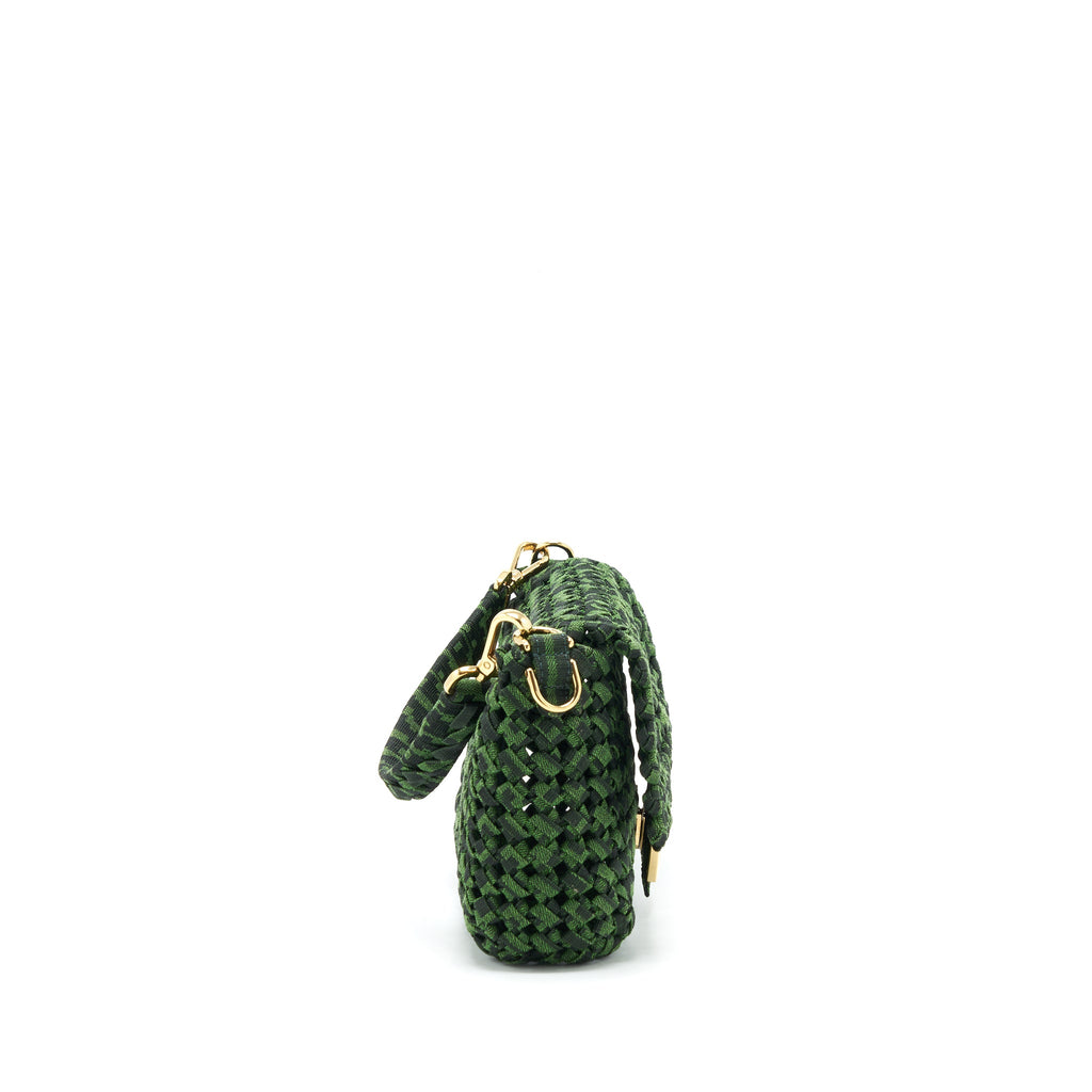 FENDI BAGUETTE LIMITED EDITION TWEED GREEN GHW