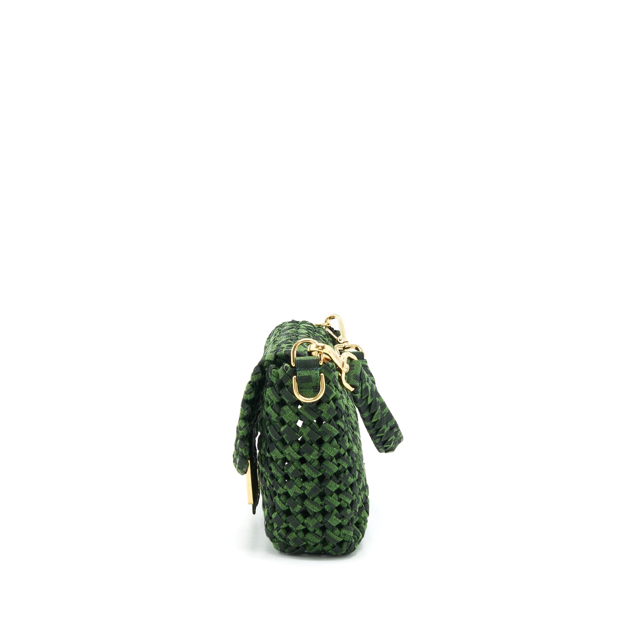 FENDI BAGUETTE LIMITED EDITION TWEED GREEN GHW