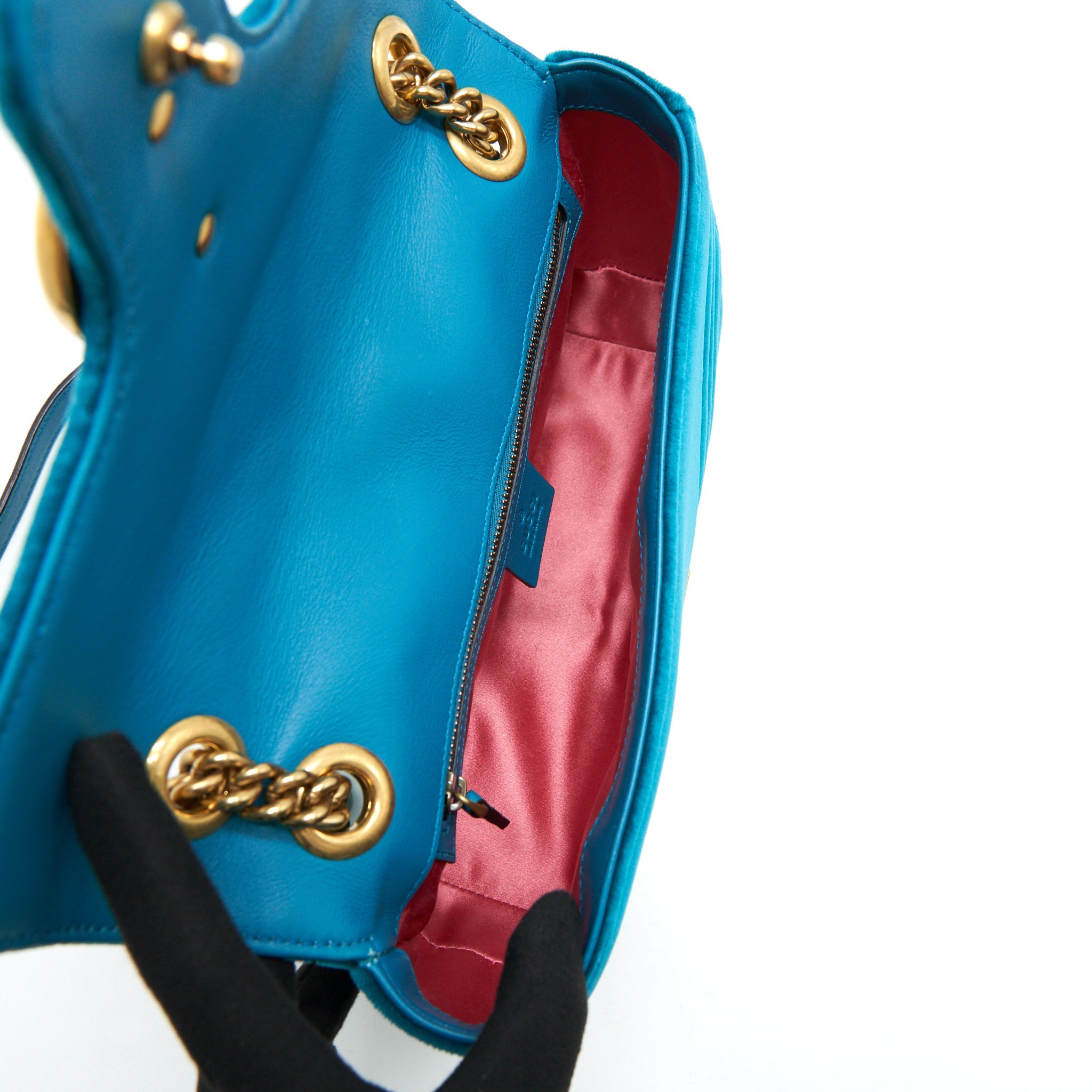 GUCCI MINI MARMONT FLAP BAG VELVET GREEN