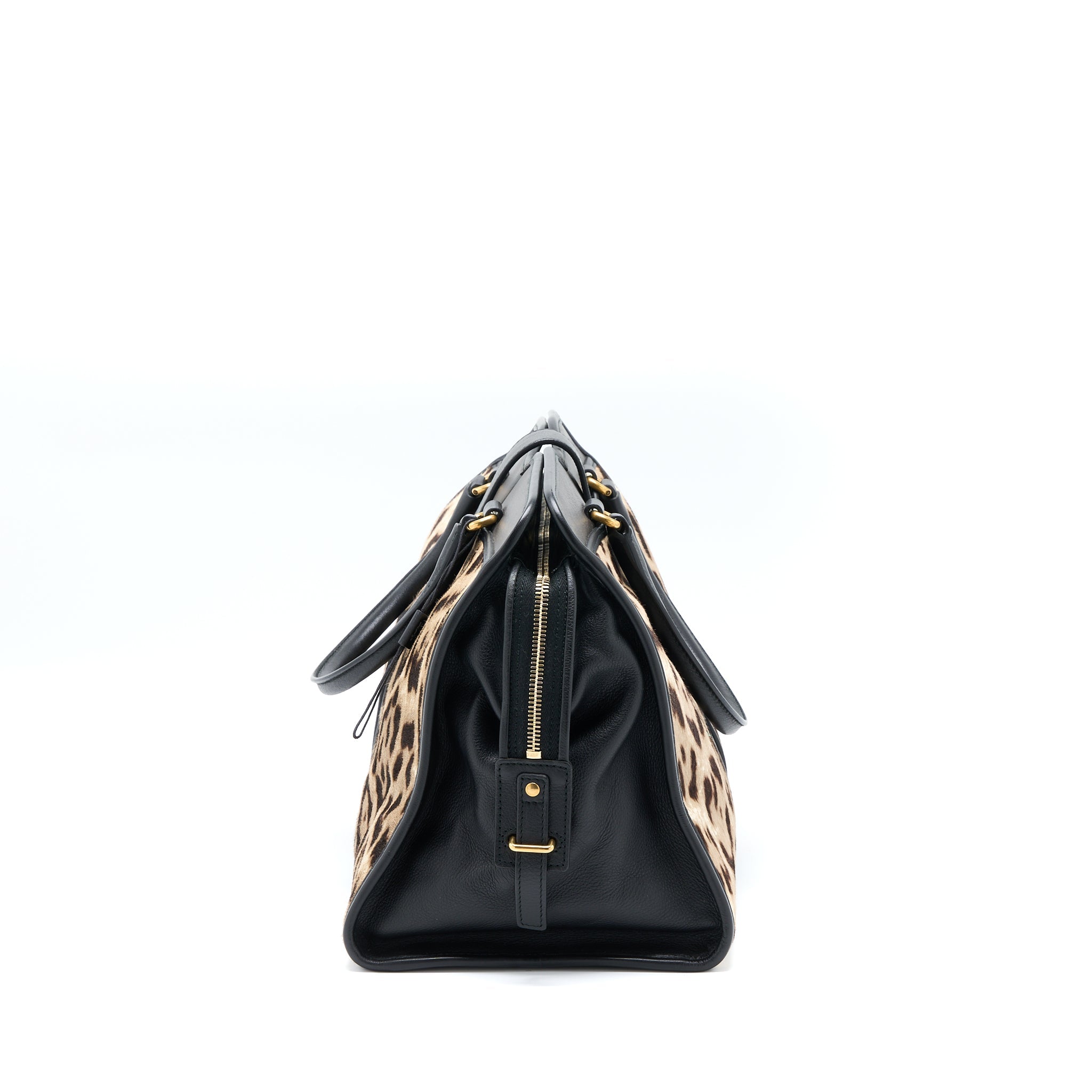 SAINT LAURENT CABAS CHYC TOTE BAG ANIMAL PRINT HORSEHAIR/CALFSKIN BLACK GHW